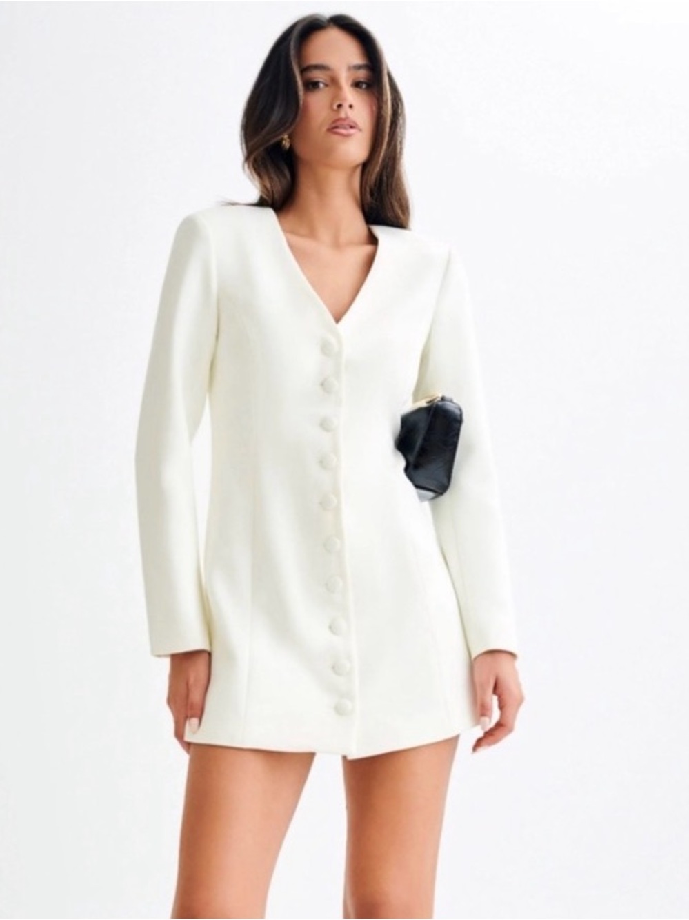Meshki NWT Hurley Long Sleeve Blazer Mini Dress, Ivory, XS